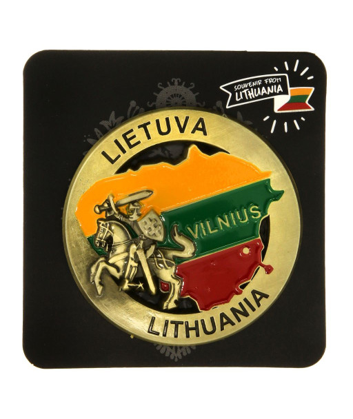 Apvalus magnetas Lietuvos kontūras ir Vytis